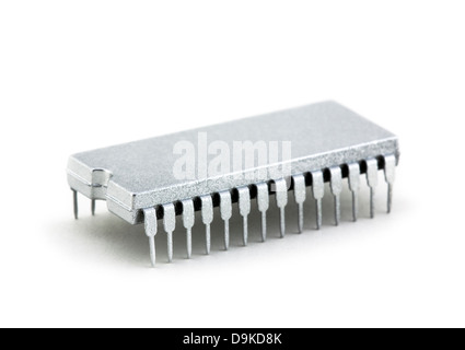 Silver microprocessor isolated on white Stock Photo