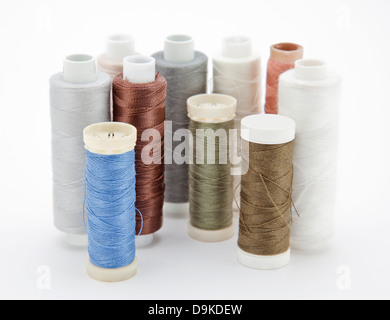 Spools of thread isolated on white Stock Photo