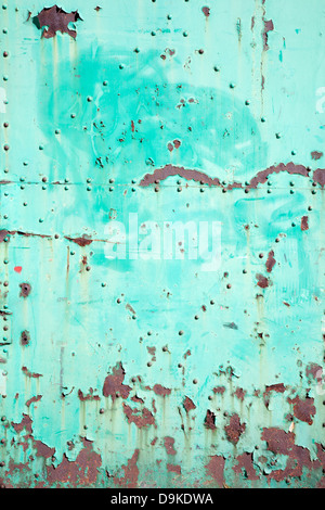 part of corroded green steel door Stock Photo