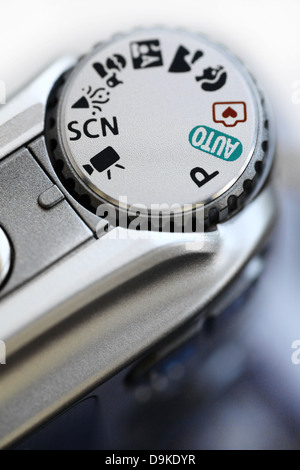 Detail of a compact camera dial in movie mode Stock Photo