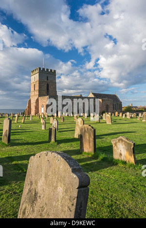 St. Aidan's Church in the village of Bamburgh, Northumberland, England. Stock Photo