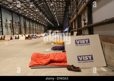 Carriageworks, 245 Wilson St, Eveleigh NSW 2015. 20 June 2013. CEOs and politicians across Australia took part in the Vinnie’s CEO sleepout where they get to experience what it feels like to be homeless for one night and raise money for Vinnies charity. Credit: Richard Milnes / Alamy Live News. Stock Photo