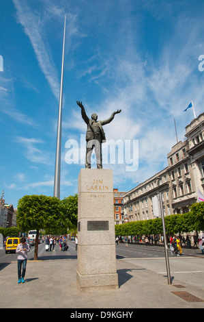 Statue of Irish patriotic labour leader Jim Larkin along O'Connell street lower central Dublin Ireland Europe Stock Photo