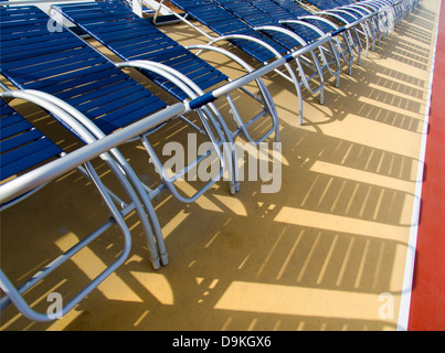 Deck recliners on the cruise liner 'Legend of the Seas' off Palma de Mallorca in the Balearics, Spain Stock Photo