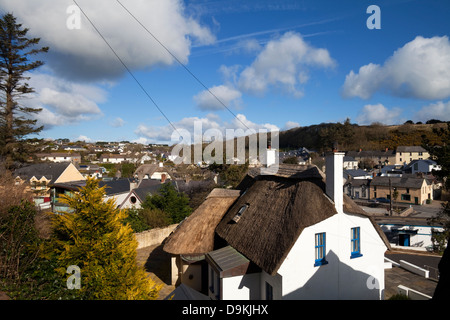 Thatched Cottages near Dunmore Strand, Dunmore East Fishing Port, County Waterford, Ireland Stock Photo