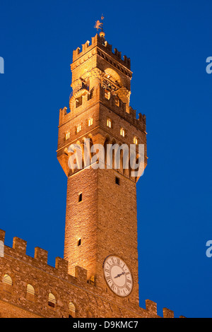 Palazzo Vecchio at 'Blue Hour', Florence, Italy. Stock Photo