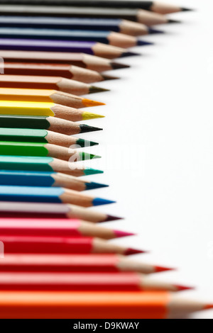 Colored  Pencils arranged in arch Stock Photo