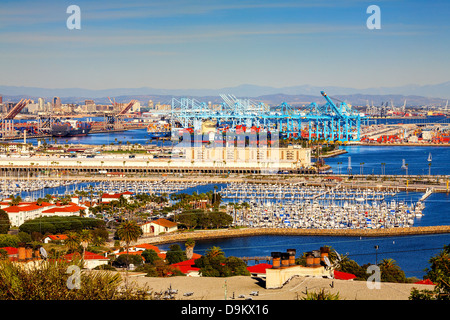 A view of the port in the San Pedro neighborhood of Los Angeles, California, on 28 January 2012. Stock Photo