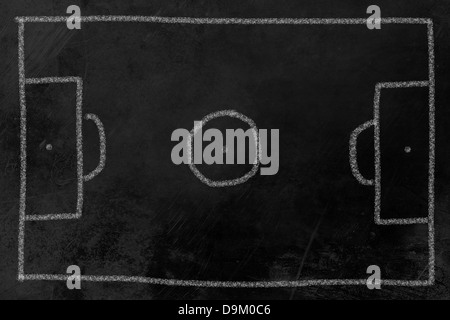 A Soccerfield drawn on a blackboard Stock Photo