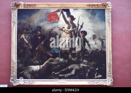 France, Paris, Louvre Museum, 'Liberty Leading the People' depicting French uprising 1830 by Eugène Delacroix. Stock Photo