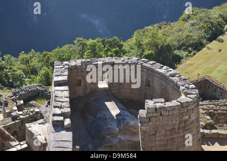 Temple of the Condor at the Inca ruins at Machu Picchu, near Cusco, Peru Stock Photo