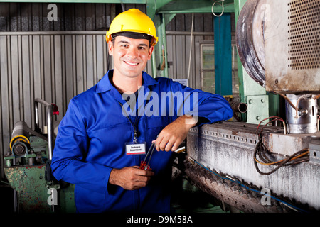 industrial mechanical technician portrait in factory Stock Photo