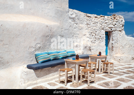 Traditional greek alley on Mykonos island, Greece Stock Photo