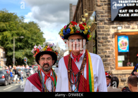 Morris Dancers at the Rushcart Ceremony on the 20th of August, 2011 in Saddleworth, UK. Stock Photo