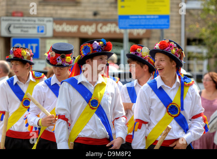 Morris Dancers at the Rushcart Ceremony on the 20th of August, 2011 in Saddleworth, UK. Stock Photo