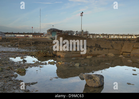 Part of the River Adur sea defences at Shoreham Port / Harbour - Shoreham-by-Sea, West Sussex, England, UK. Stock Photo