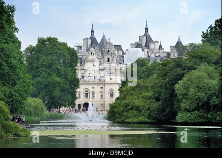 The Foreign Office viewed over the lake in St James park London Stock Photo