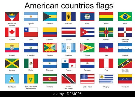 set of American countries flag icons with rounded corners Stock Photo ...