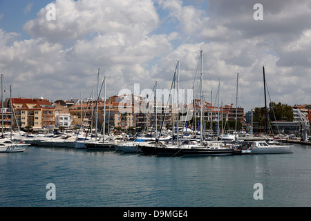 yachts and powerboats in the port marina Cambrils Catalonia Spain Stock Photo
