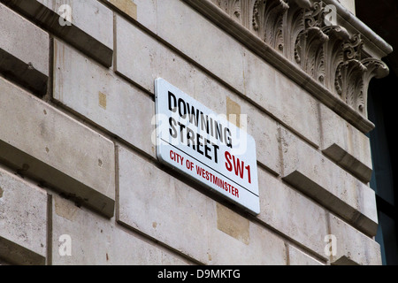 Downing Street signage / street sign, Whitehall, London, UK Stock Photo