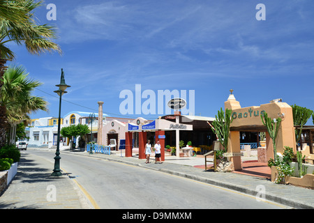 Resort town centre, Faliraki, Rhodes (Rodos) Region, The Dodecanese, South Aegean Region, Greece Stock Photo