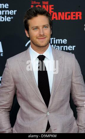 Armie Hammer at arrivals for THE LONE RANGER Premiere, Disney California Adventure, Los Angeles, CA June 22, 2013. Photo By: Elizabeth Goodenough/Everett Collection Stock Photo