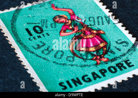 singapore postage stamp in studio setting Stock Photo