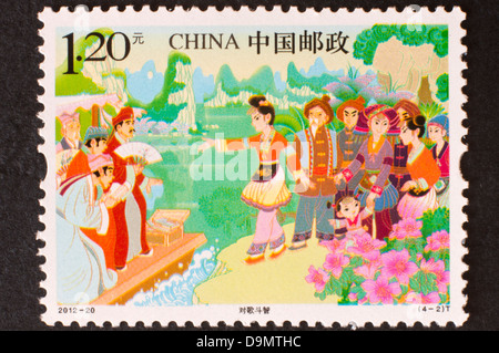 chinese postage stamp in studio setting Stock Photo