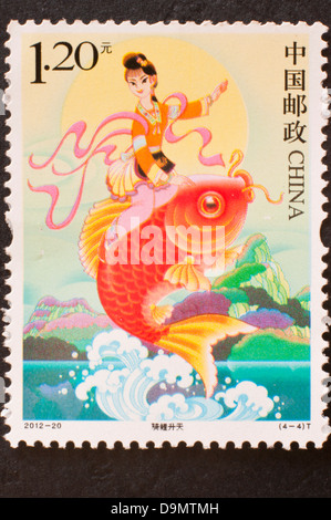 chinese postage stamp in studio setting Stock Photo