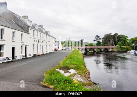 Cushendun Hotel beside the Glendun River Stock Photo