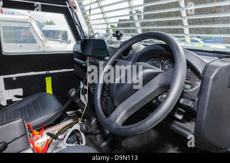 Inside a PSNI armoured Landrover Stock Photo