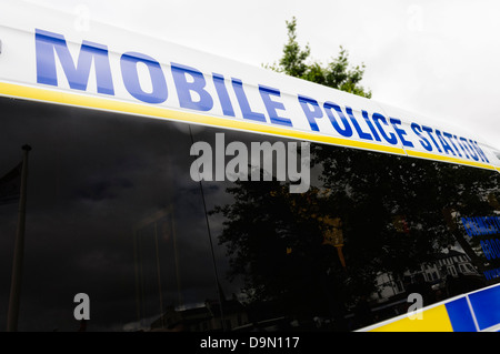 Large van converted into a mobile police station for use in emergency situations Stock Photo