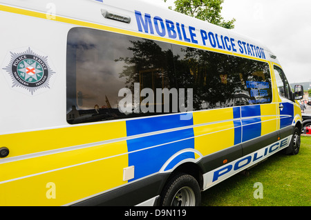 Large van converted into a mobile police station for use in emergency situations Stock Photo