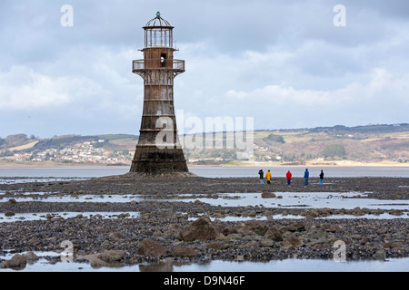 Cast iron lighthouse at Whiteford Point on the Gower Peninsula opposite Burry Port in south Wales Stock Photo