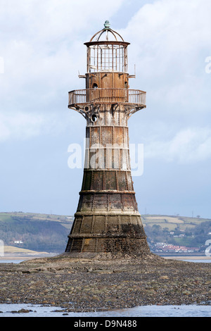 Cast iron lighthouse at Whiteford Point on the Gower Peninsula opposite Burry Port in south Wales Stock Photo