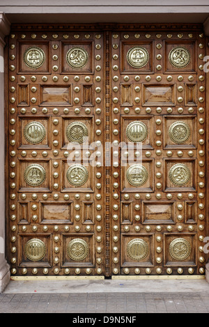 restored ornate door of the palacio de capitania general de barcelona former convent catalonia spain