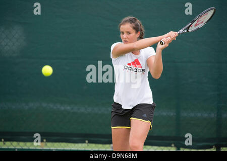 Wilbledon, London. 23 June 2013.  The Wimbledon Tennis Championships 2013 held at The All England Lawn Tennis and Croquet Club, London, England, UK.  Laura Robson (GBR) on one of Wimbledon's Aorangi practice courts the day before the Championships begin. Credit:  Action Plus Sports Images/Alamy Live News Stock Photo