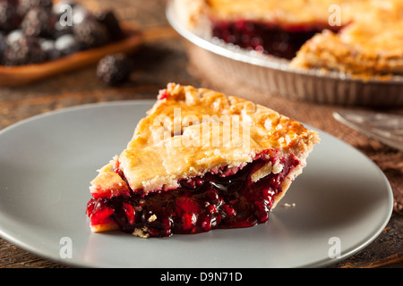 Homemade Organic Berry Pie with blueberries and blackberries Stock Photo