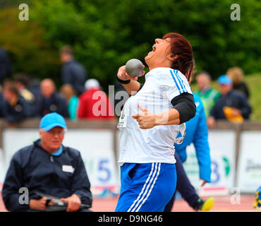 Dublin, Ireland. 23rd June 2013.  Anca Heltne (ROU) throws in the shot put during the European Athletics Team Championships 1st League from Morton Stadium, Santry. Credit:  Action Plus Sports Images/Alamy Live News Stock Photo