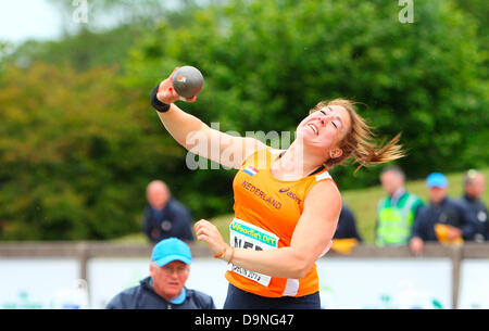 Dublin, Ireland. 23rd June 2013.  Melissa Boekelman (NED) throws in the shot put during the European Athletics Team Championships 1st League from Morton Stadium, Santry. Credit:  Action Plus Sports Images/Alamy Live News Stock Photo