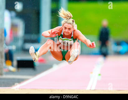 Dublin, Ireland. 23rd June 2013.  Kelly Proper (IRL) jumps in the long jump during the European Athletics Team Championships 1st League from Morton Stadium, Santry. Credit:  Action Plus Sports Images/Alamy Live News Stock Photo