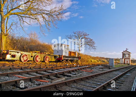 Rusting Diesel Train on Brampton Valley Way Railway Line Northamptonshire United Kingdom Stock Photo
