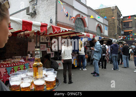 London, UK. 23rd June 2013. The Rivington Street Festival transformed the heart of Shoreditch into an all-encompassing family friendly music and art hive of activity. Stock Photo