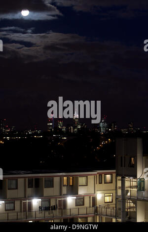 North London, UK. 23rd June 2013. A perigree Super Moon over East London Credit:  acumenimages.com/Alamy Live News Stock Photo