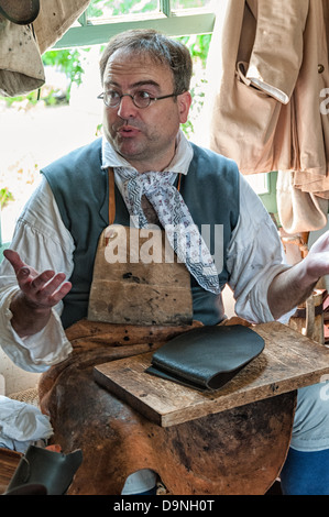Reenactor Shoemaker, Colonial Williamsburg, Virginia Stock Photo
