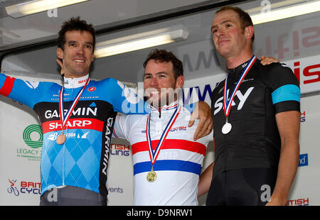 Glasgow, Scotland. 23rd June, 2013. Mark Cavendish, Ian Stannard and David Millar after The British Cycling Road Race Championships in Glasgow. Credit: Action Plus Sports/Alamy Live News Stock Photo