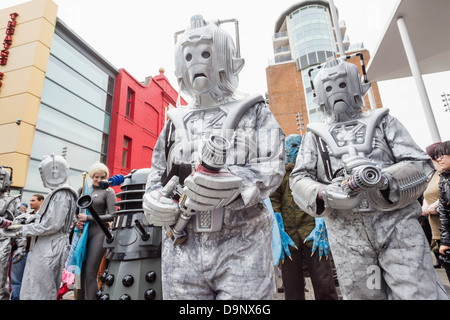 England, London, Stratford, Annual Sci-fi Costume Parade, Dalek and Cyborgs Stock Photo