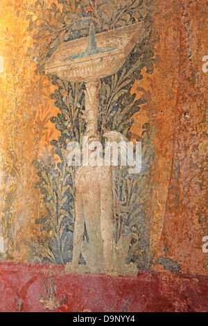 Villa of Poppea, remains of frescoes jewelry. Historic City Oplontis, Torre Annunziata, Campania, Italy Stock Photo