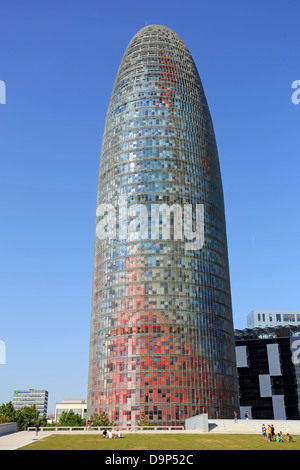 Torre Agbar modern tower office building in Glories, Barcelona, Spain Stock Photo