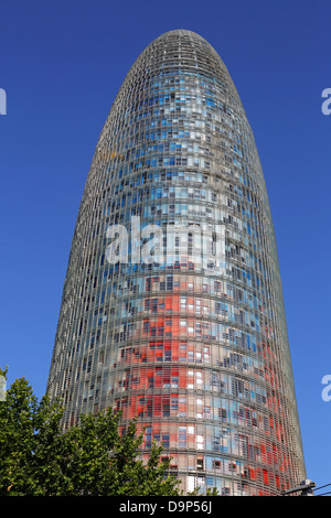 Torre Agbar modern tower office building in Glories, Barcelona, Spain Stock Photo